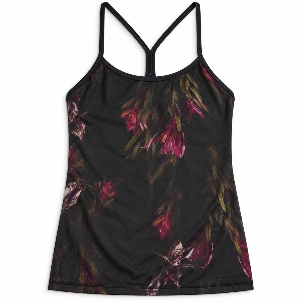 Lululemon Power Y Tank Top Womens Size 6 Dark Floral Built In Bra Yoga